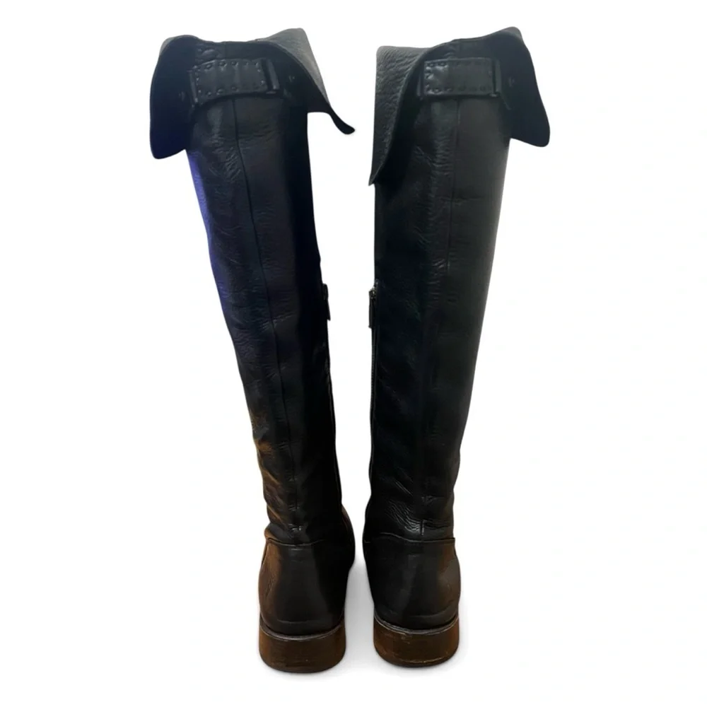 Frye Shirley Over The Knee Riding Boots Black Leather Size 7 Heritage Classic